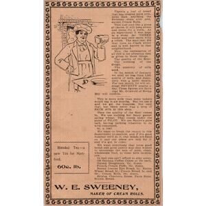 W.E. Sweeney Cream Rolls Hartford 1901 Newspaper Ad AD8-H1